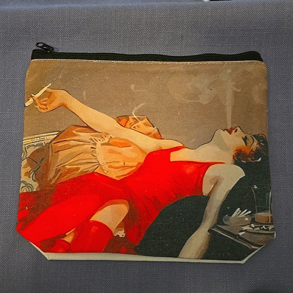 Lady On Couch Makeup Bag